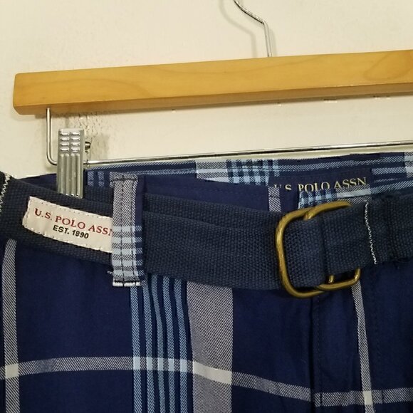 NWT U.S. Polo Assn. Cargo Shorts Plaid Blue Size 50 - Picture 3 of 7